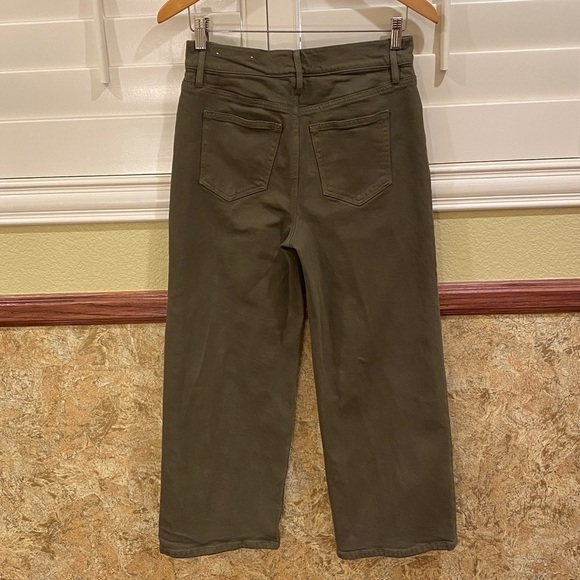 LOFT 0 (25) Wide Leg Pants Jeans High Rise Cropped Olive Green Stretch 2022 - Picture 9 of 10